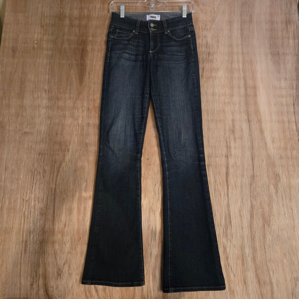 PAIGE Hidden Hills Bootcut Flare Jeans Dark Wash Denim Size 24 Double Button Mid